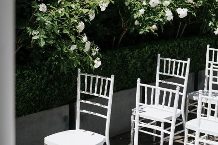 Ceremony chairs in The Rose Garden Terrrace
